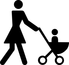Mother Walking With Her Son On A Stroller Stencil Svg Design File, Free Vectors File